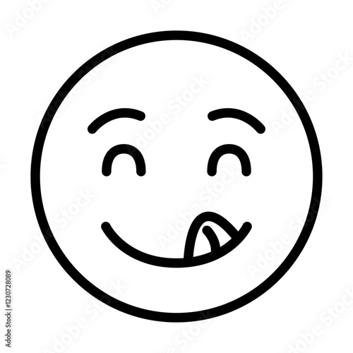 Savoring Food Emoji icon Black and white logo