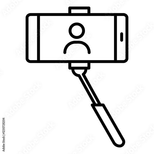 Selfie stick icon Black and white logo