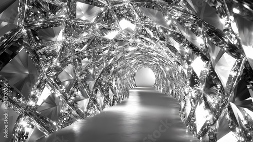 Fototapeta Naklejka Na Ścianę i Meble -  A tunnel of stacked 3d rhombuses,. Diamond Archway. Illustration
