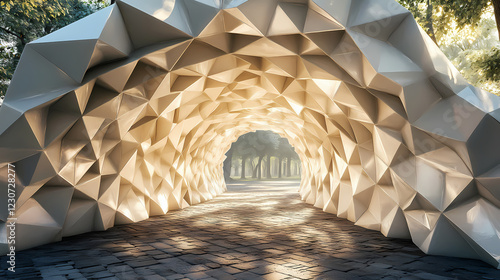 Fototapeta Naklejka Na Ścianę i Meble -  A tunnel of stacked 3d rhombuses,. Diamond Archway. Illustration