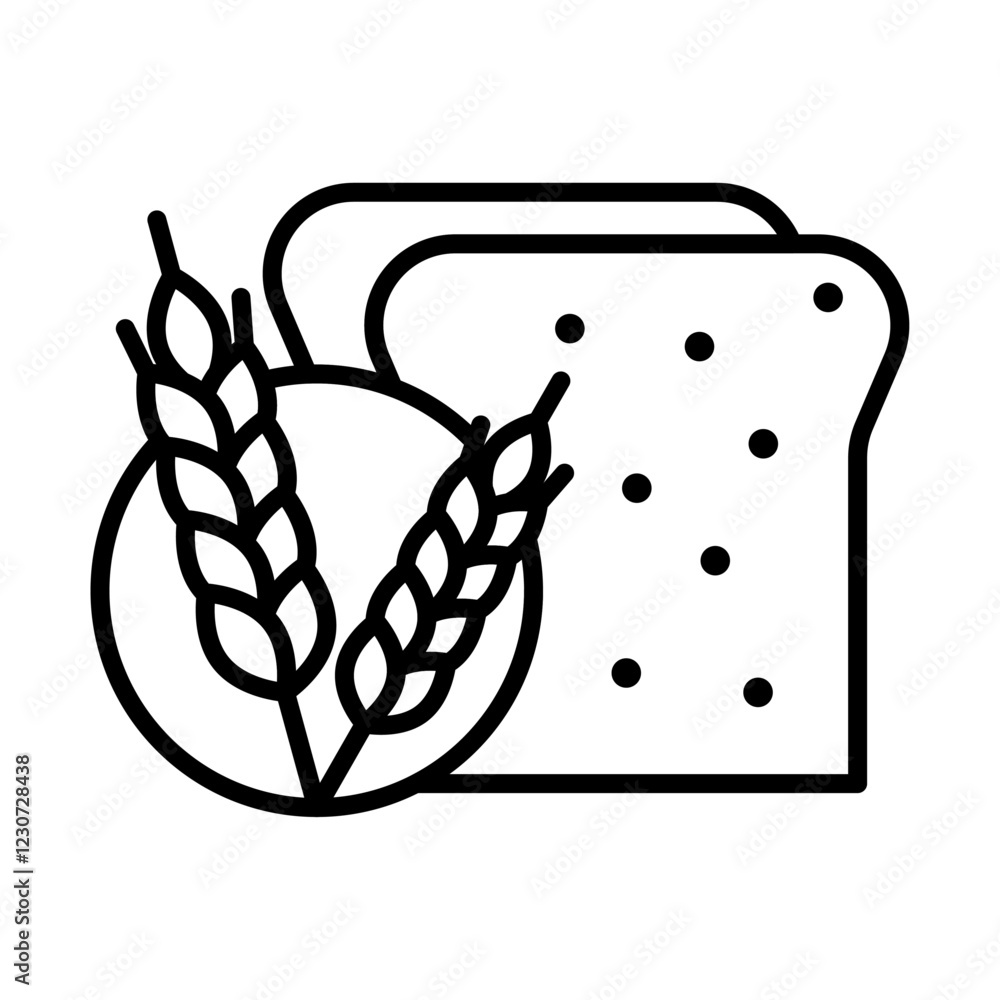 Slice of a wheat bread icon Black and white logo Slice of a wheat bread icon Black and white logo
