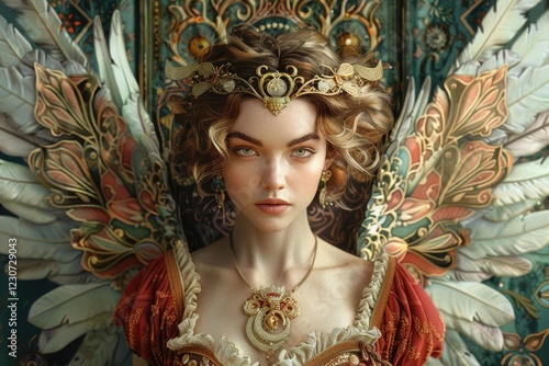 Digital illustration of the Greek Goddess of Fortune in Art Nouveau style photo