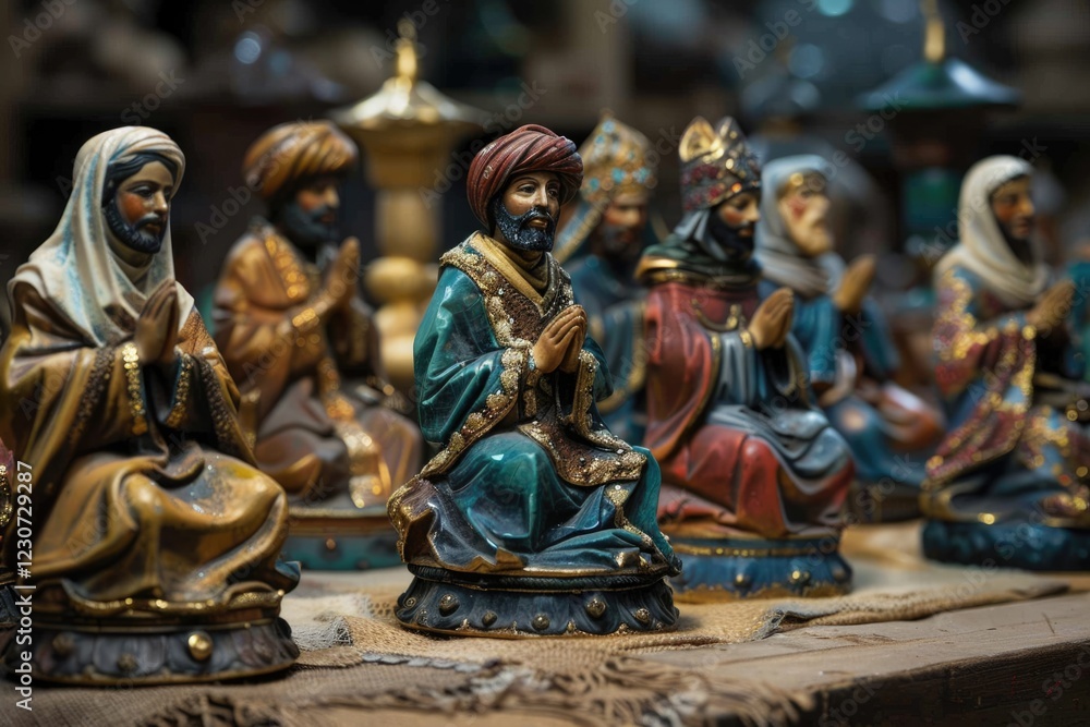 Fototapeta premium Figures from Arab history worship idols from religious stories