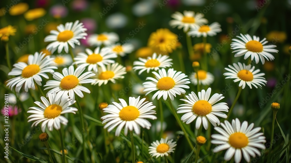 Yellow & White Daisies Meadow - Beautiful Floral Background, High-Resolution Image Yellow & White Daisies Meadow - Beautiful Floral Background, High-Resolution Image