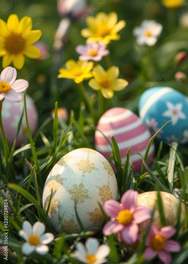 Easter eggs in the grass with spring flowers easter egg holiday illustration celebration easter Easter eggs in the grass with spring flowers easter egg holiday illustration celebration easter