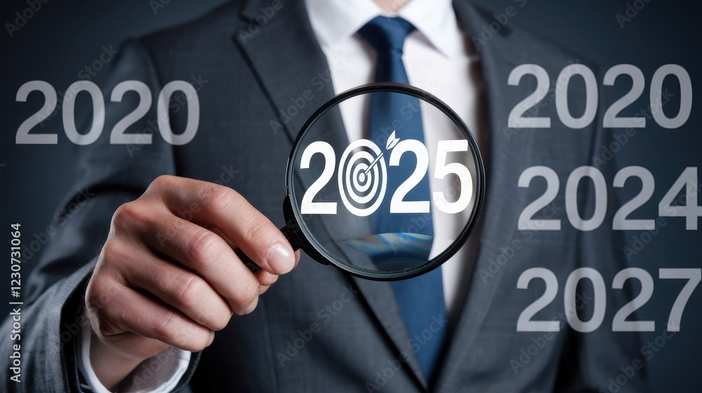 Businessman Focusing on 2025 Goals Businessman Focusing on 2025 Goals