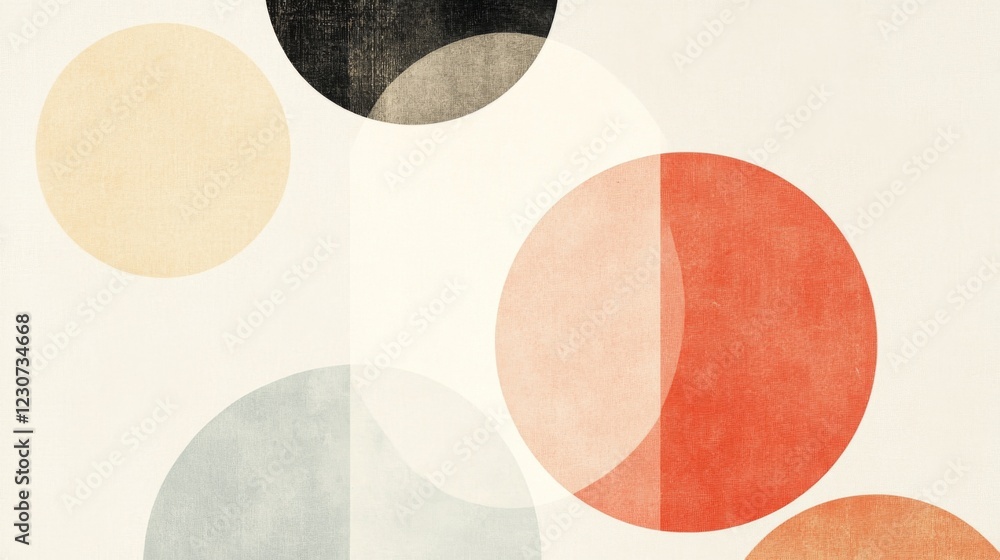 Abstract art print with overlapping pastel circles. Abstract art print with overlapping pastel circles.