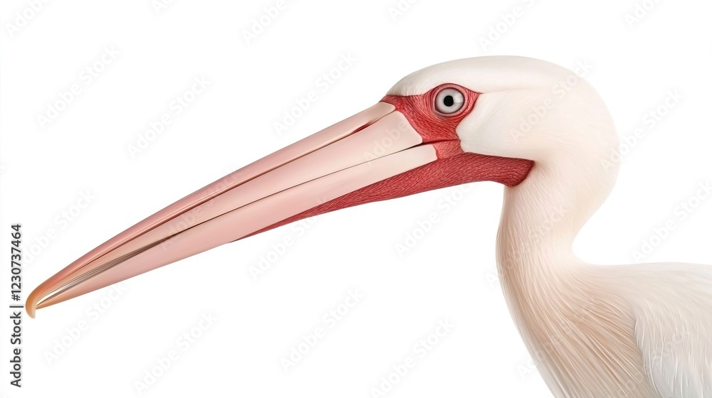 Obraz premium Close-Up View of Elegant White Pelican with Long Bill and Eye