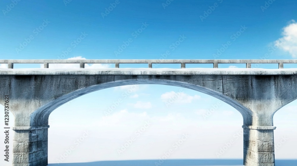 Majestic arches of a concrete bridge against a clear blue sky Majestic arches of a concrete bridge against a clear blue sky