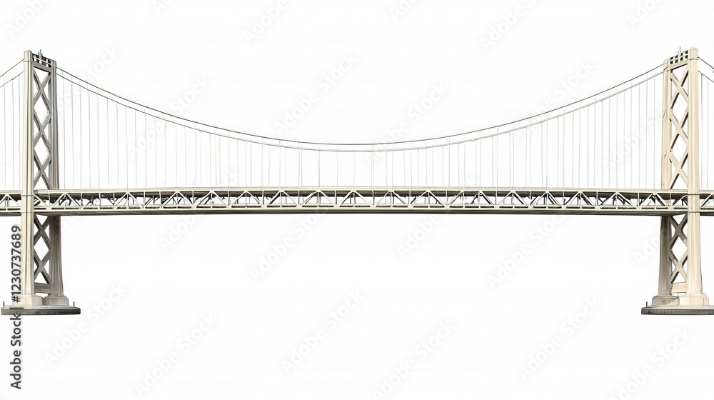 Fototapeta premium Suspension Bridge with Clean Lines and Minimalist Background