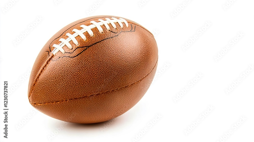 Classic Brown Football on White Background for Sports Themes Classic Brown Football on White Background for Sports Themes