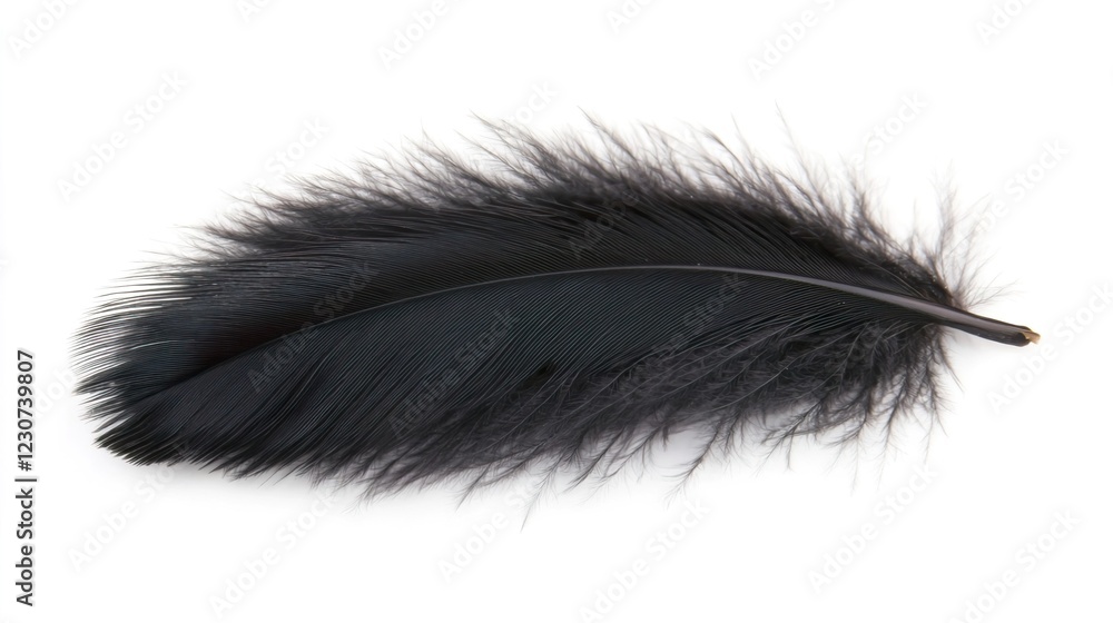 Elegant Black Feather Isolated on White Background for Design Use Elegant Black Feather Isolated on White Background for Design Use