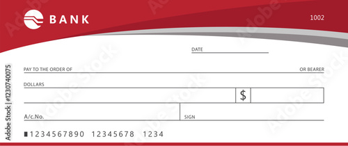 modern bank cheque checkbook. money draft voucher	 photo