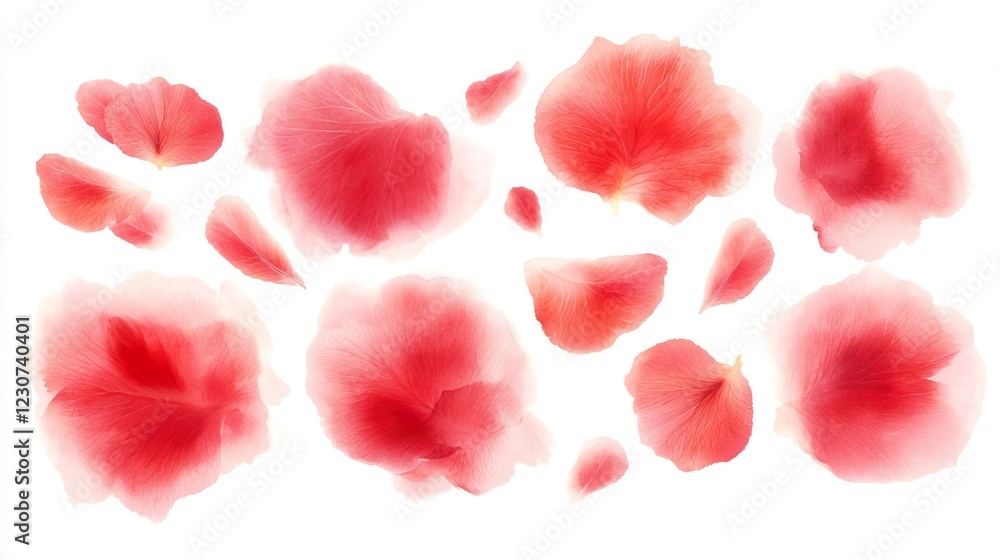 Delicate Pink Petals on White Background for Floral Aesthetic Delicate Pink Petals on White Background for Floral Aesthetic