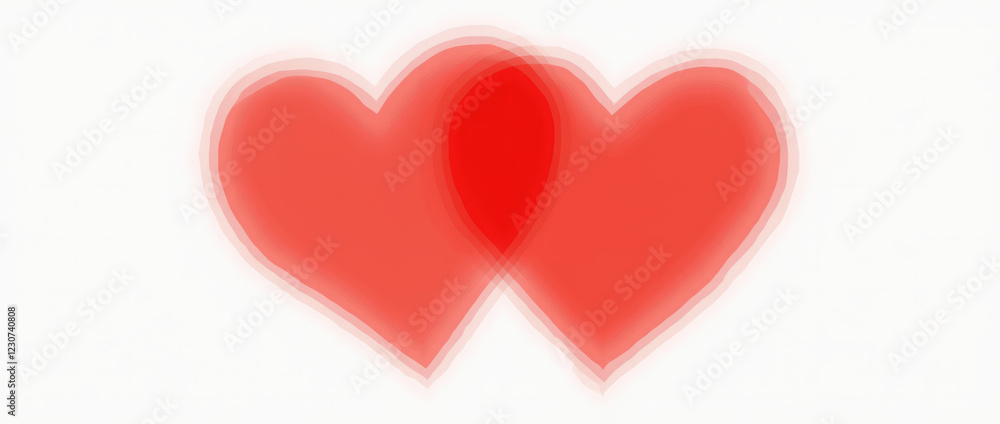 Two Overlapping Hearts with Varying Transparency Levels Creating a Layered Effect Two Overlapping Hearts with Varying Transparency Levels Creating a Layered Effect