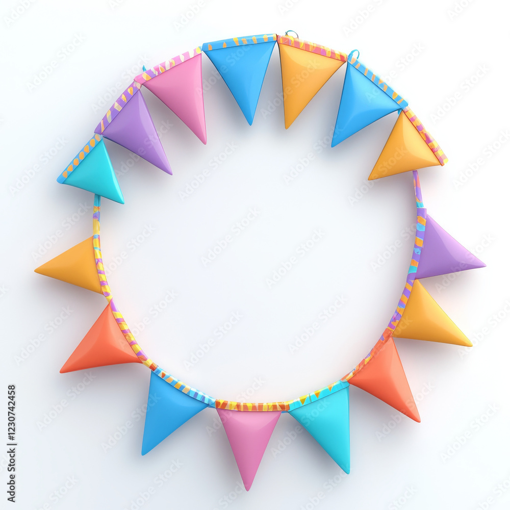 Colorful party bunting in a circle, blank center. Colorful party bunting in a circle, blank center.
