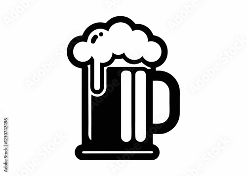beer glass line art vector, beer glass bottle icon symbol. beer vector illustration  