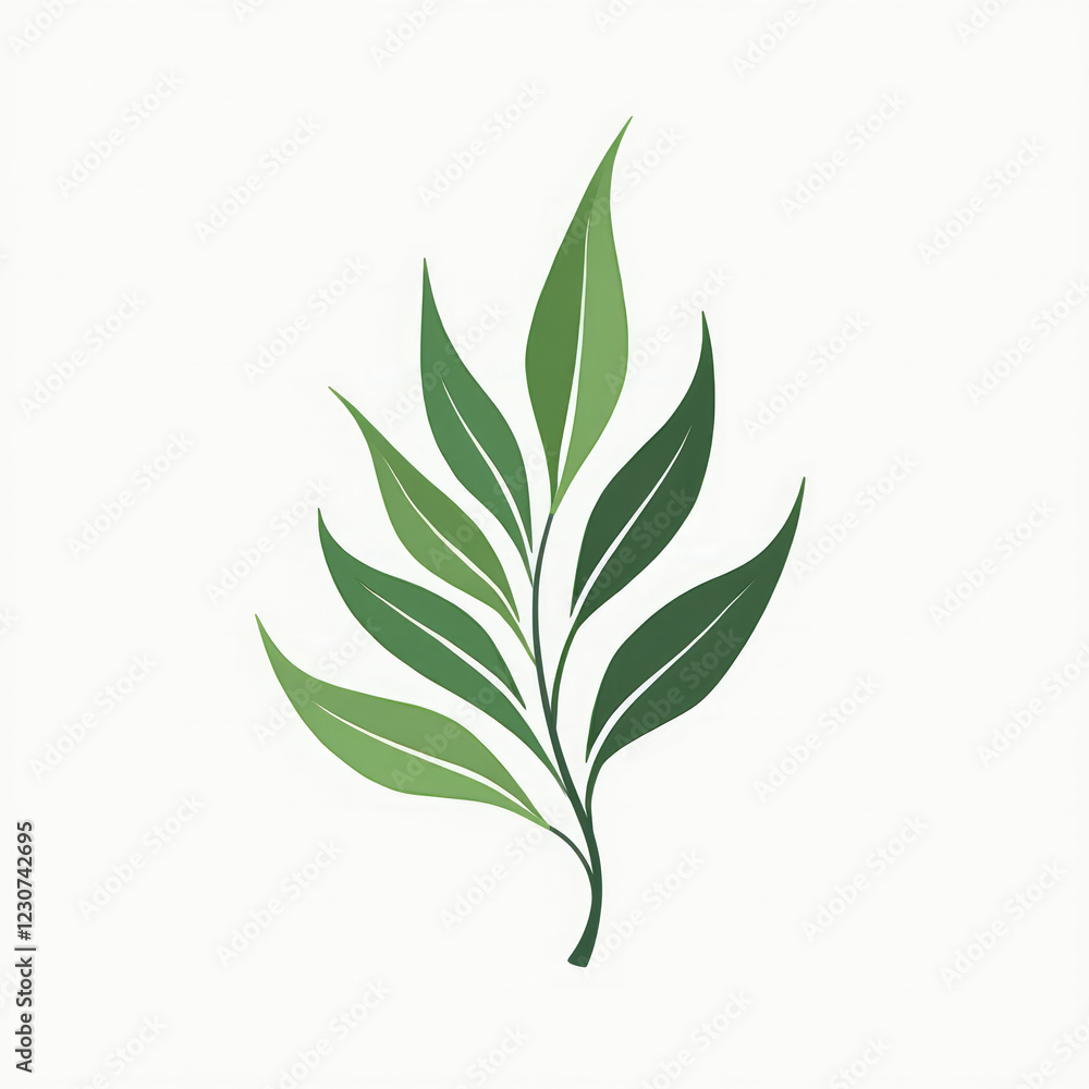 Abstract Leaf Pattern with Minimalist Shapes on a White Background Abstract Leaf Pattern with Minimalist Shapes on a White Background