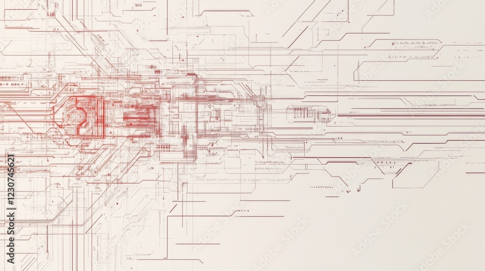 Abstract red circuit board design on white background. Abstract red circuit board design on white background.