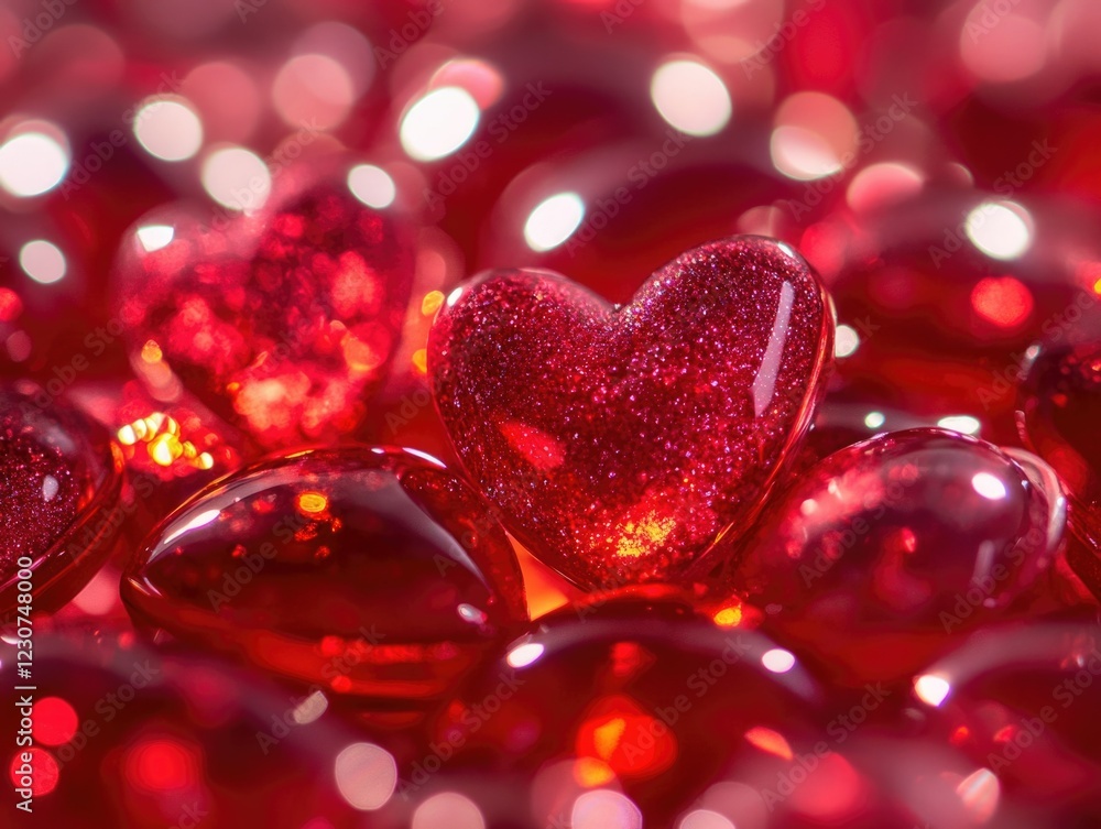 Crisp and Colorful Heart Close-up with Red Beads Crisp and Colorful Heart Close-up with Red Beads