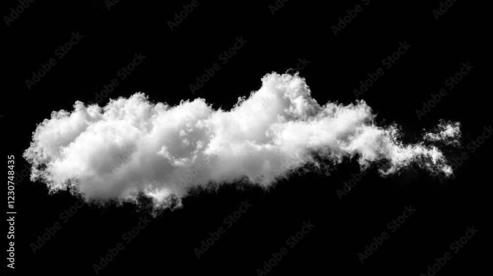 A soft white cloud drifts gracefully against a stark black sky, creating a striking contrast at night A soft white cloud drifts gracefully against a stark black sky, creating a striking contrast at night