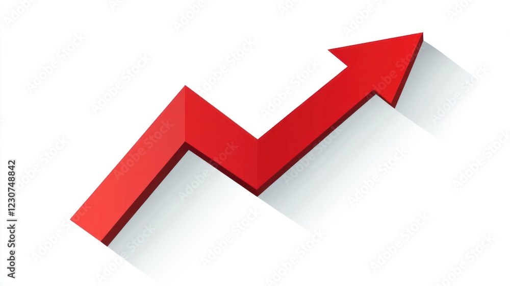 A bold red arrow points upward, symbolizing growth and success in financial performance trends A bold red arrow points upward, symbolizing growth and success in financial performance trends