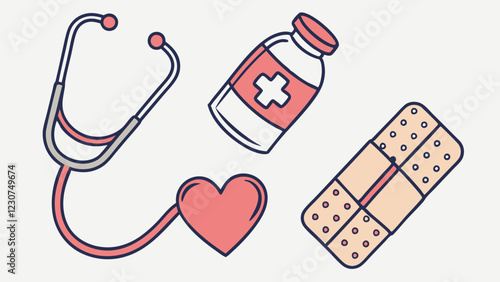 Flat medical icons pack for healthcare and pharmacy needs