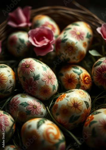 Easter eggs decorated with floral patterns easter egg holiday illustration celebration easter