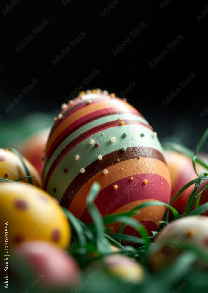 Colorful chocolate easter eggs in closeup easter egg holiday illustration celebration easter