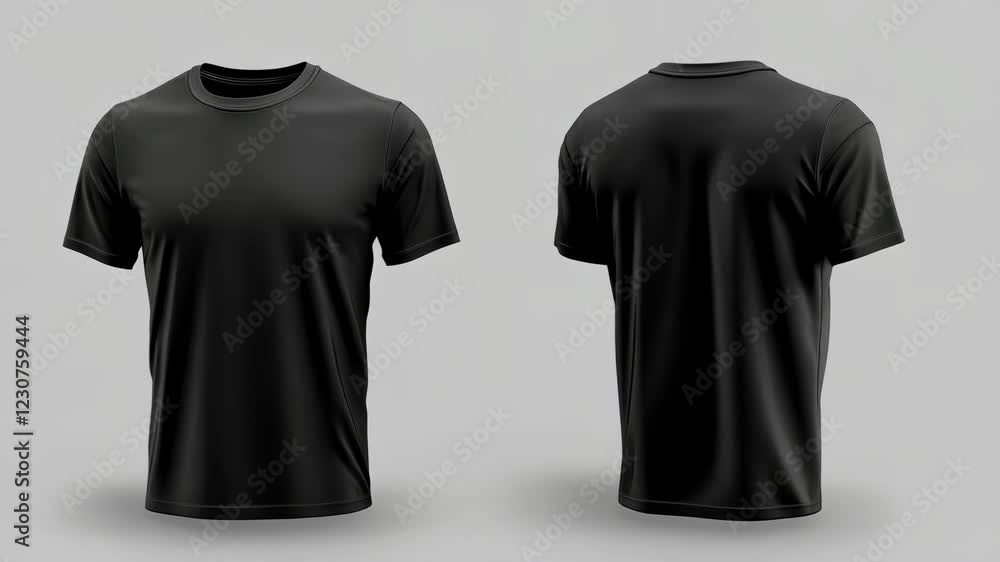 Rotating black tshirt display with multiple angle views Rotating black tshirt display with multiple angle views