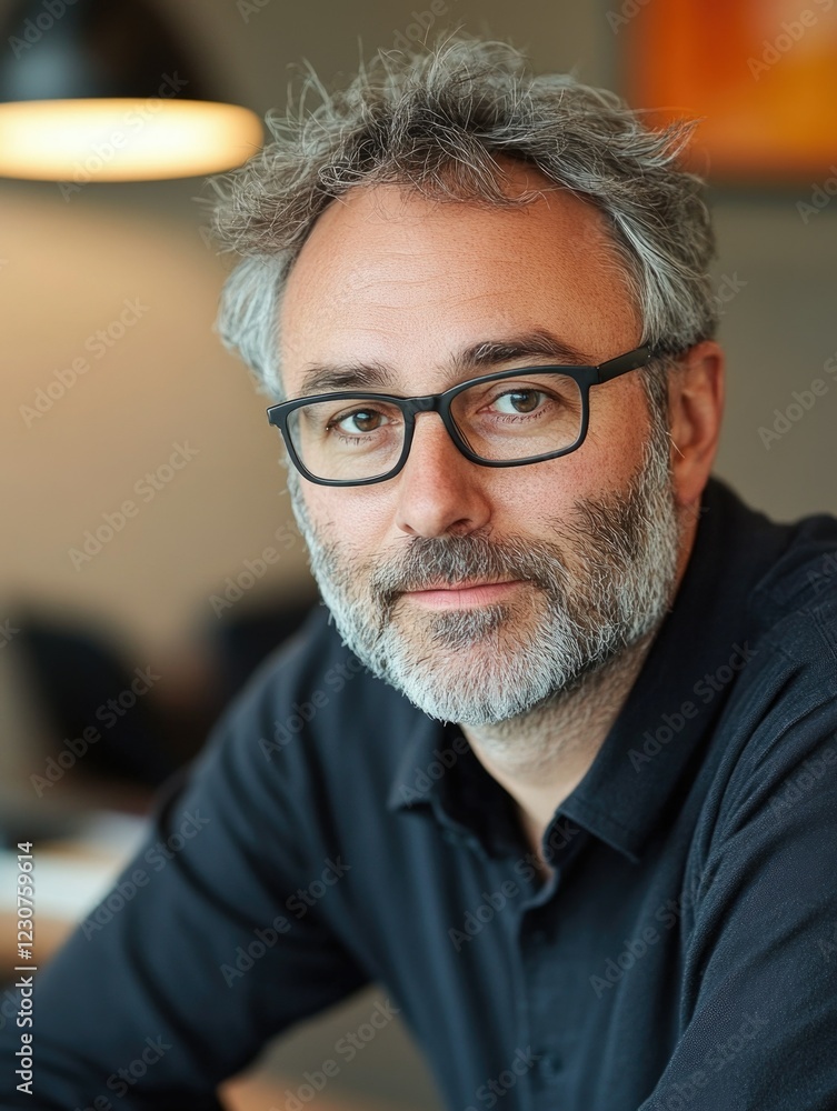 Modern Bearded Man with Glasses Modern Bearded Man with Glasses