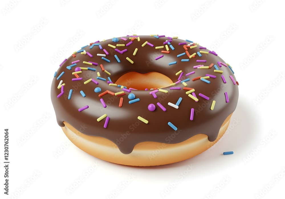 3D donut icon with a matte texture, isolated on a white background, showcasing a chocolate glaze and vibrant rainbow sprinkles, casting a soft shadow create with ai 3D donut icon with a matte texture, isolated on a white background, showcasing a chocolate glaze and vibrant rainbow sprinkles, casting a soft shadow create with ai