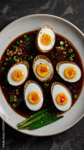 Traditional Malaysian Soy Sauce Eggs (Telur Masak Kicap) in Rich Glossy Sauce photo