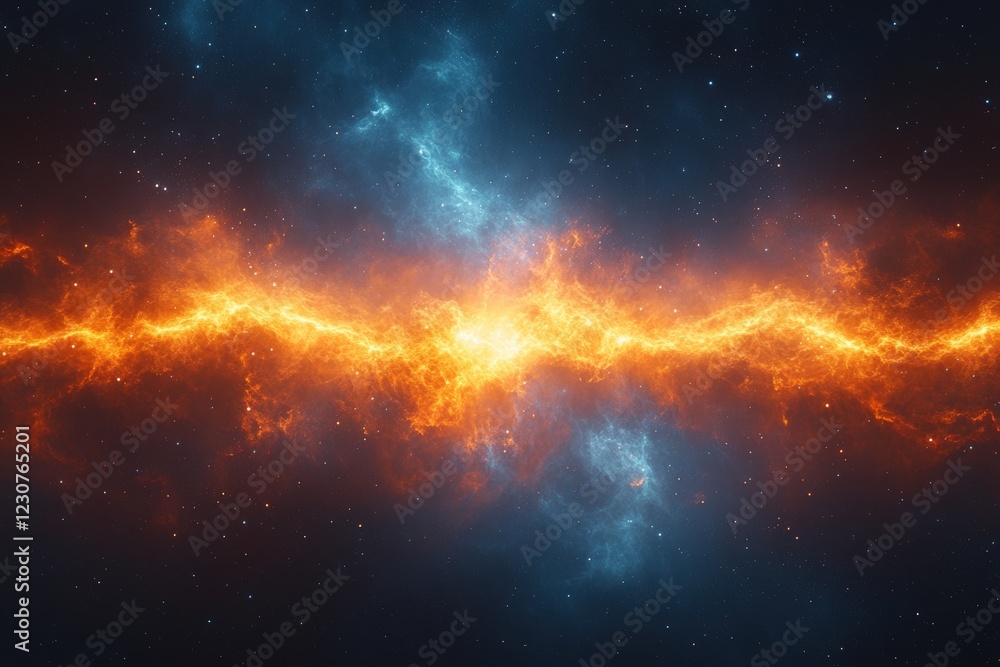 Fototapeta premium Cosmic explosion showcasing stellar nebula outer space digital vibrant colors wide perspective