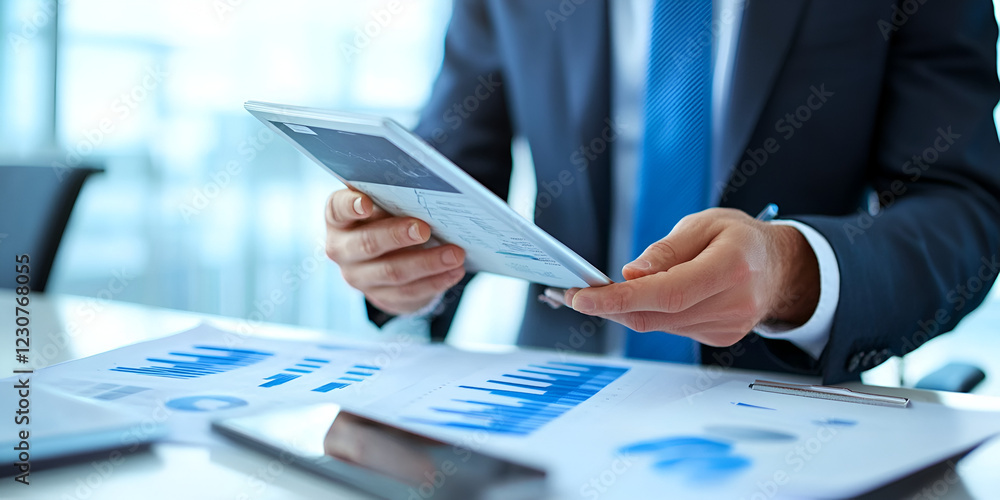 Consultant Analyzing Business Data in Office Consultant Analyzing Business Data in Office