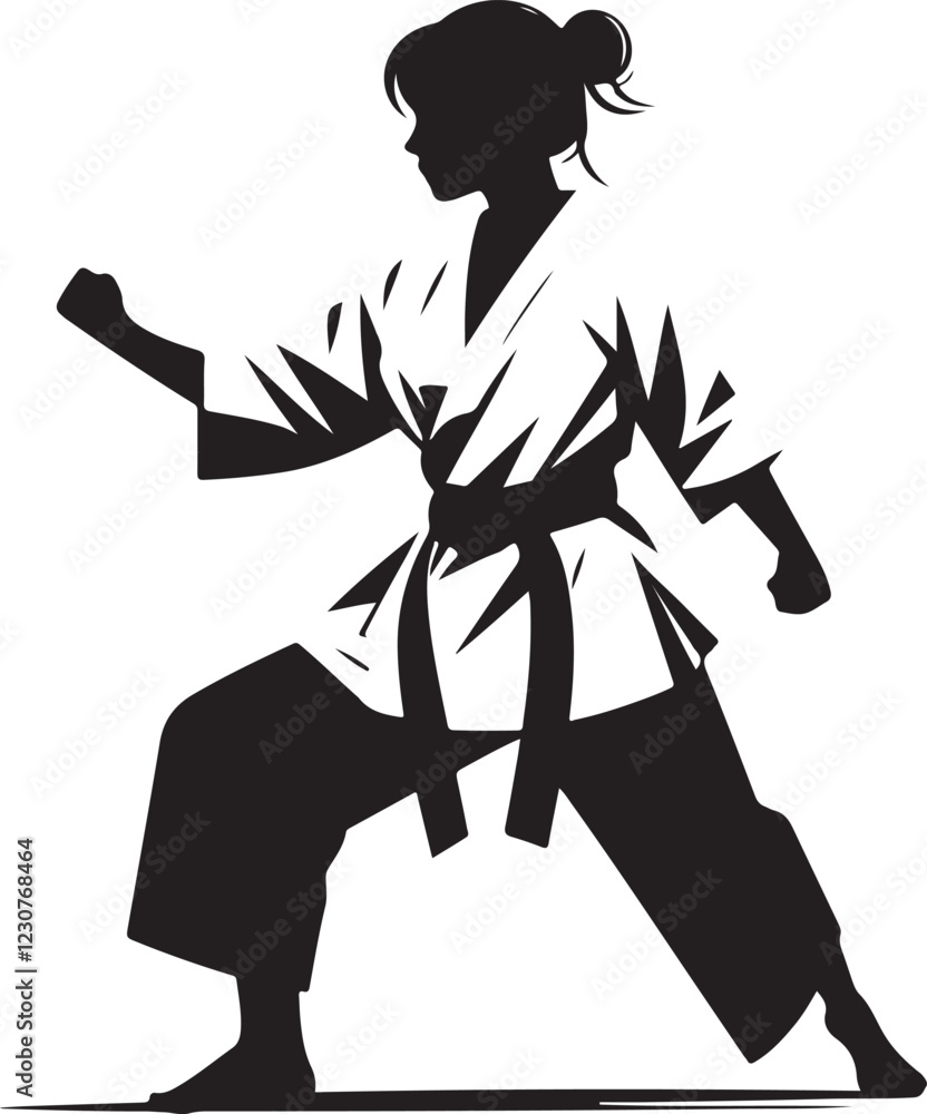 black and white logo with taekwondo and karate people in kimono black and white logo with taekwondo and karate people in kimono
