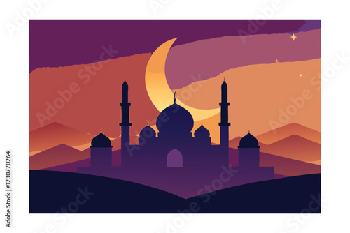 silhouette of mosque in the night