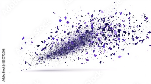 An abstract explosion of purple shards, creating a dynamic and energetic visual effect. photo