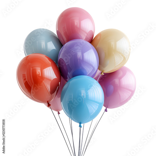 Colorful Balloons for Birthday Celebration on White Background