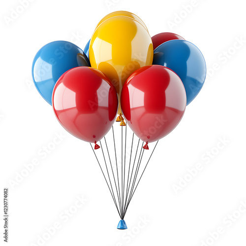 Colorful Balloons for Birthday Celebration on White Background