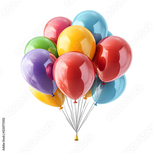 Colorful Balloons for Birthday Celebration on White Background