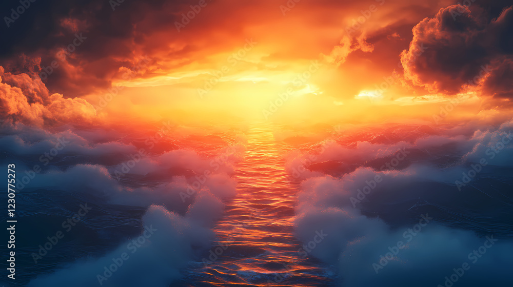 Way path to heaven with light glow from the eternal horizon, concept of adventure to unknown place. Eternal Path. Illustration Way path to heaven with light glow from the eternal horizon, concept of adventure to unknown place. Eternal Path. Illustration