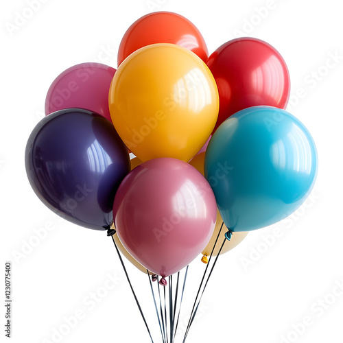 Colorful Balloons for Birthday Celebration on White Background