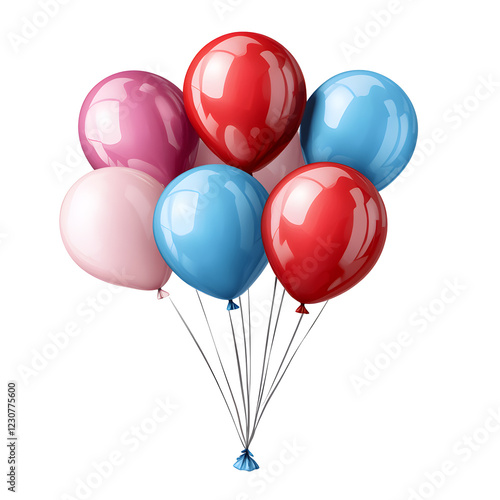 Colorful Balloons for Birthday Celebration on White Background