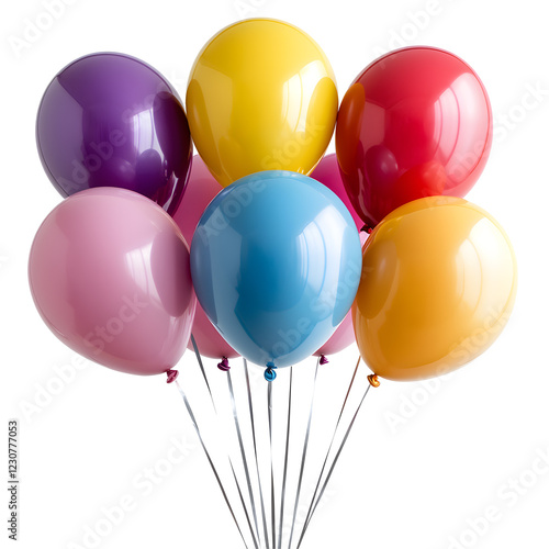 Colorful Balloons for Birthday Celebration on White Background