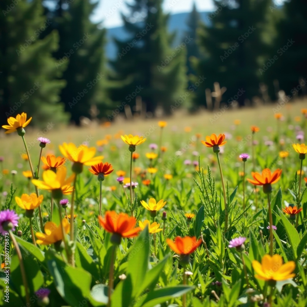 Wildflowers blooming in the Umatilla National Forest meadow, trees, nature, bloom Wildflowers blooming in the Umatilla National Forest meadow, trees, nature, bloom