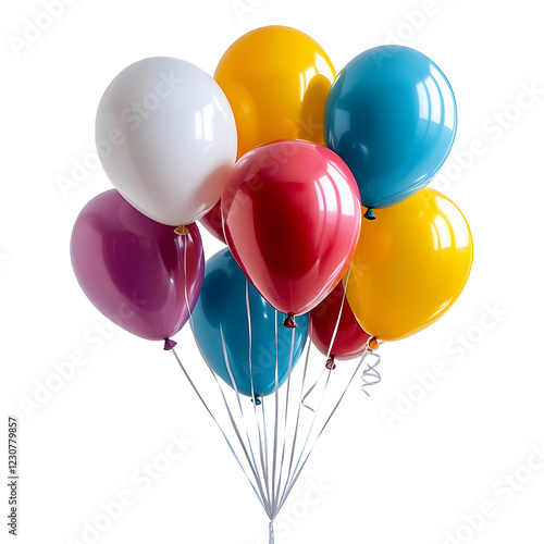 Colorful Balloons for Birthday Celebration on White Background
