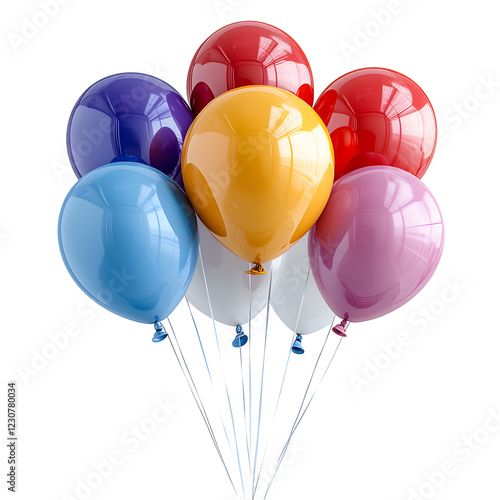 Colorful Balloons for Birthday Celebration on White Background