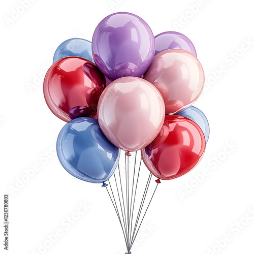 Colorful Balloons for Birthday Celebration on White Background