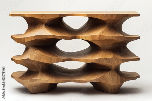 Innovative wood console table design modern interior furniture showcase minimalist space artistic perspective photo